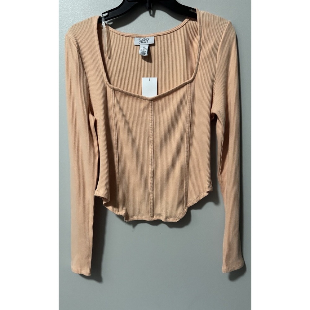 Just Polly Junior Top Ribbed Size XL Light Apricot Color Long Sleeve